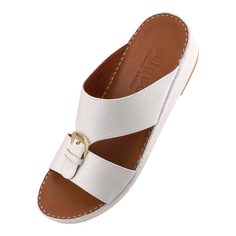 AJYAD Handmade Arabic Sandals For Men | Outdoor Mens Slippers | Everyday Flip Flops Open Toe | Arabic Genuine Shamwa Leather | New Design | Tan Footbed | Comfortable & LightWeight - Image 3